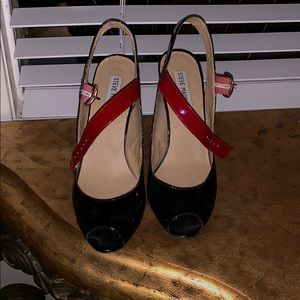 Black & Red Peep Toe